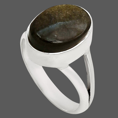 Silver Obsidian Ring size-9 R-1002 SDR250706