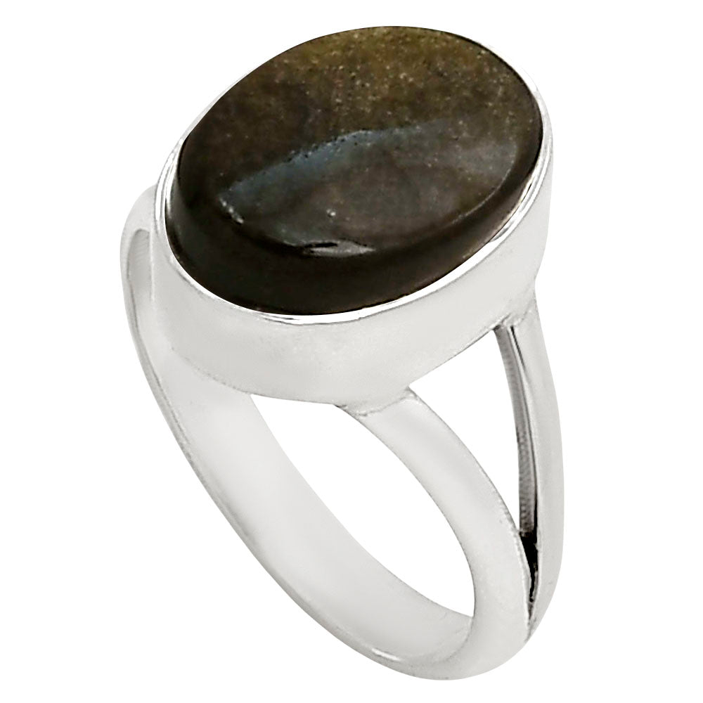 Silver Obsidian Ring size-9 R-1002 SDR250706