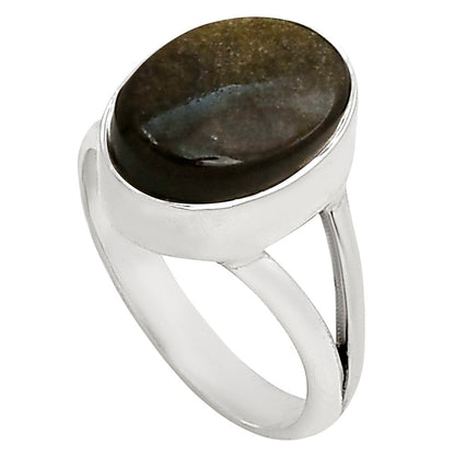 Silver Obsidian Ring size-9 R-1002 SDR250706