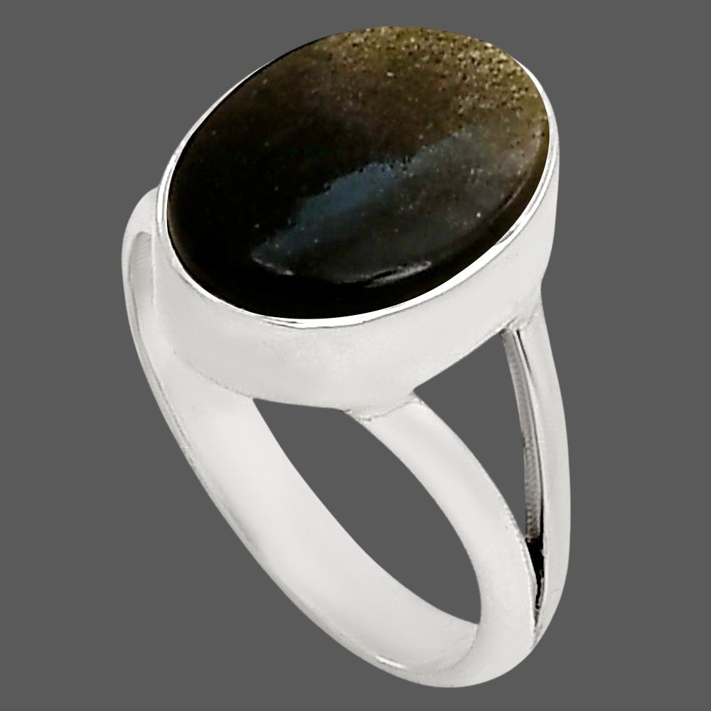 Silver Obsidian Ring size-8 R-1002 SDR250738-1