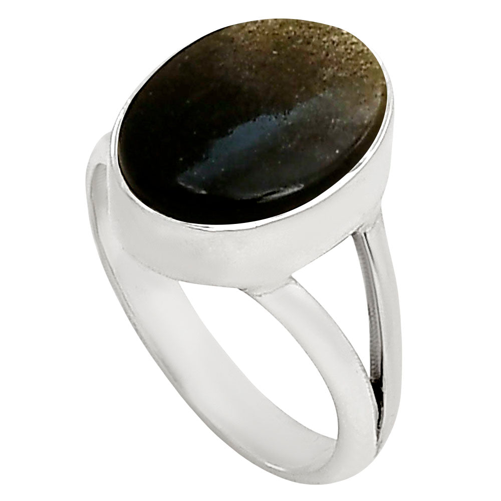 Silver Obsidian Ring size-8 R-1002 SDR250738-2