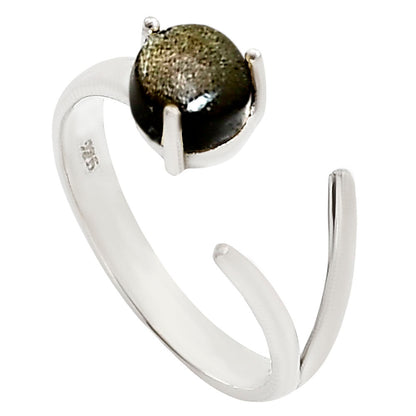 Adjustable - Silver Obsidian Ring size-8 R-1176 SDR252339-1