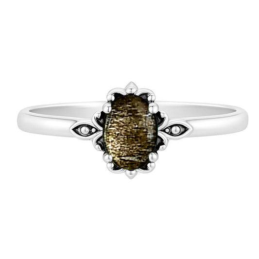 Silver Obsidian Ring size-6 R-1721 SDR253208-0