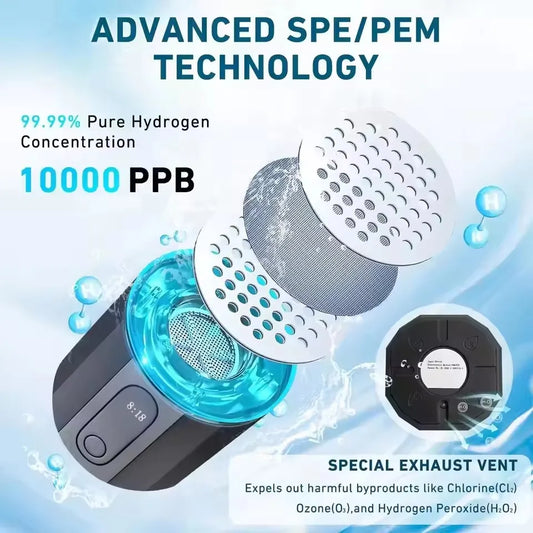 2025 10000PPB Hydrogen Water Bottle with Colorful Light & Valve