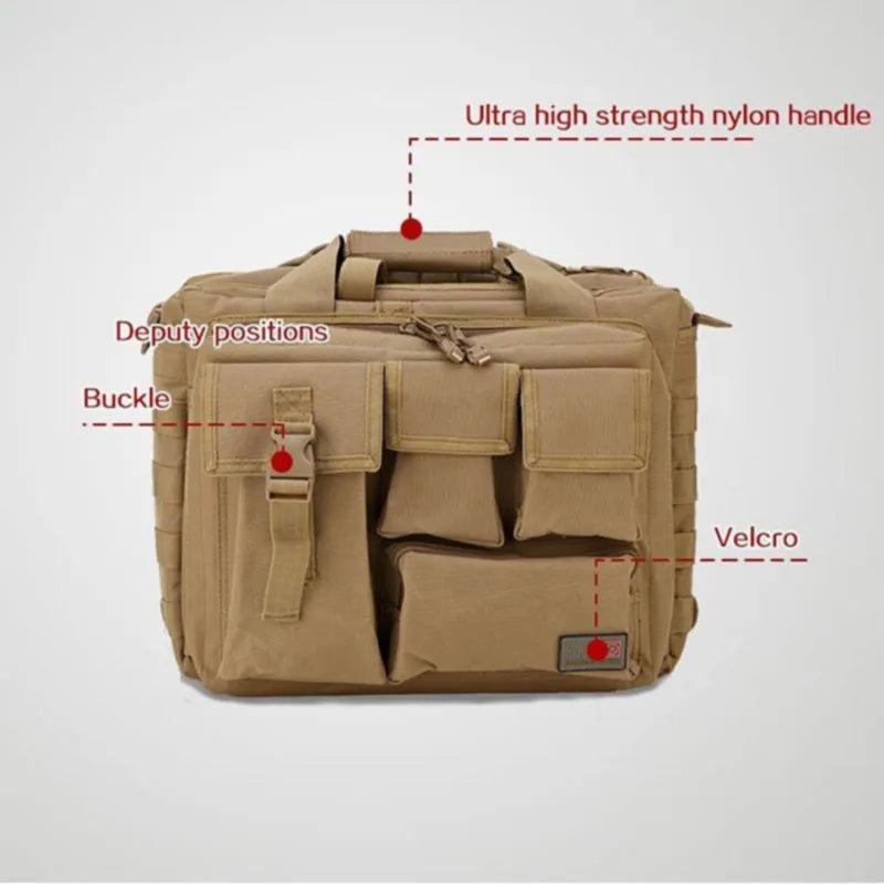 NNEOBA Tactical MOLLE Shoulder Bag Oxford Handbag Khaki