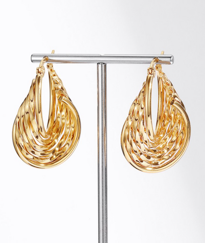 18K Gold Plated Twisted Hoop Earrings