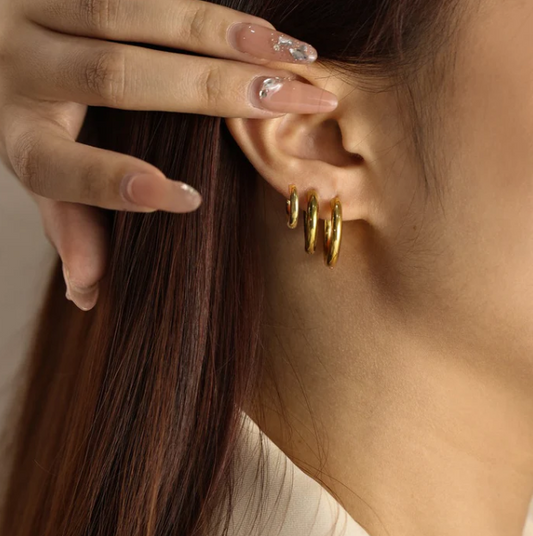 18K Gold Plated Huggie Hoop Earrings