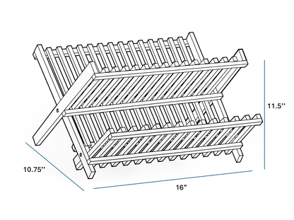Bamboo Dish Drying Rack - 2-Tier Foldable Dish Rack for Kitchen Counter-2