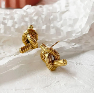 Gold Knot Stud Earrings