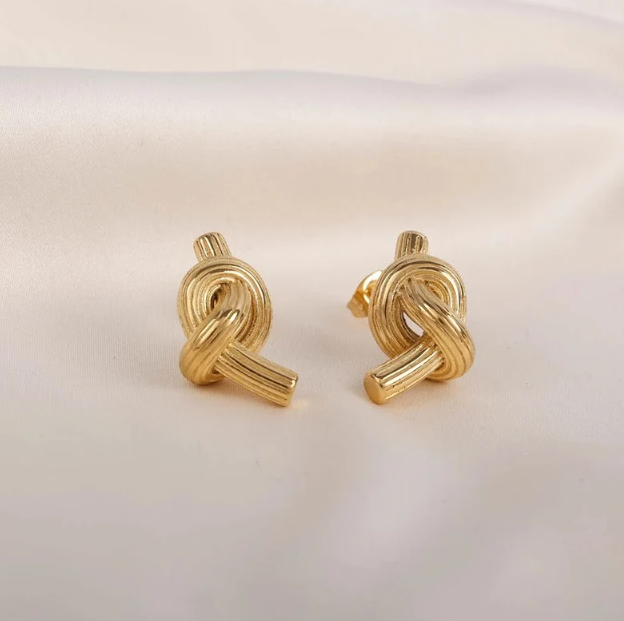 Gold Knot Stud Earrings