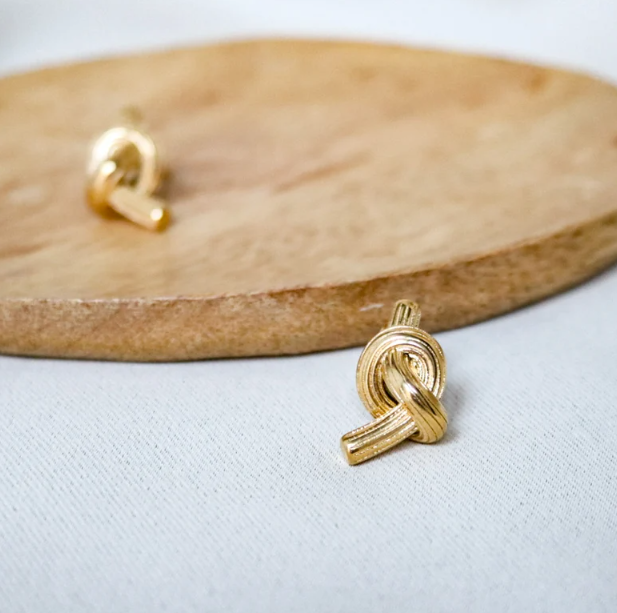 Gold Knot Stud Earrings