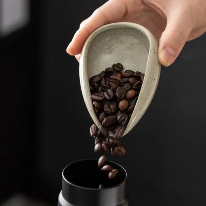 Ceramic Coffee Bean Dosing Cup Tray - Pottery Espresso Scoop for Precision Coffee Brewing