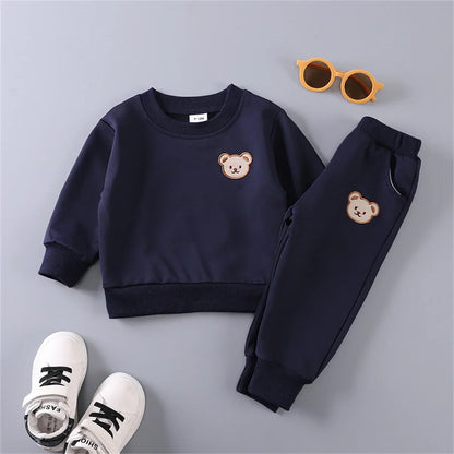 Cotton tracksuit set 2 pcs sweatshirt and trousers for Little Bear children-1