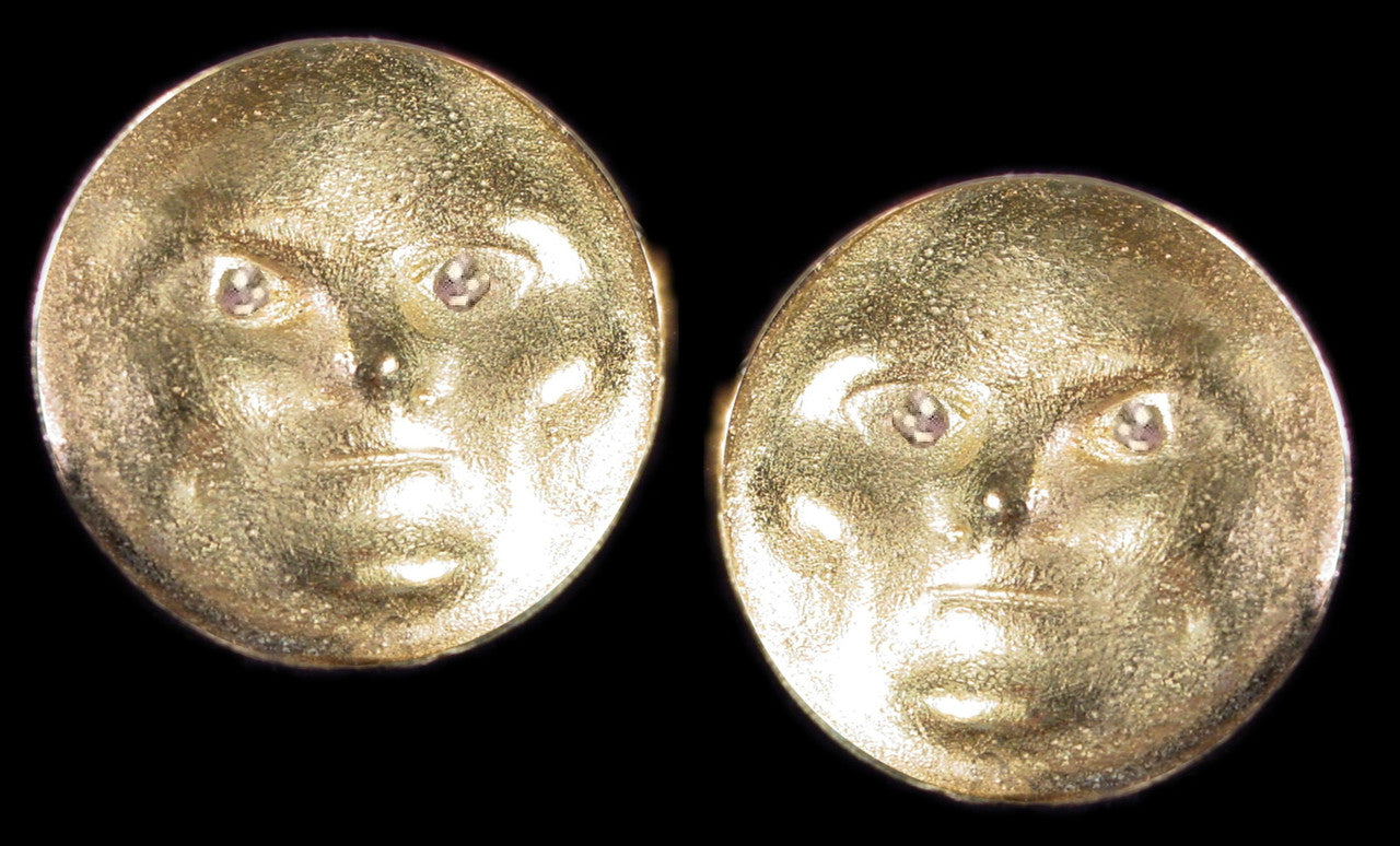 Someone to Watch Over Me-Face Earrings-Sterling silver, diamond eyes- Nickle Size