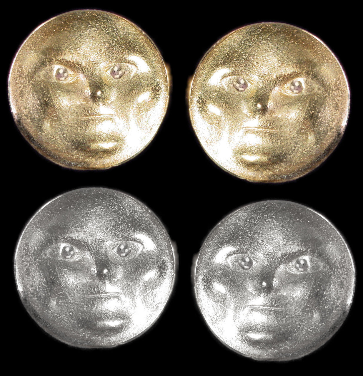 Someone to Watch Over Me-Face Earrings-Sterling silver, diamond eyes- Nickle Size