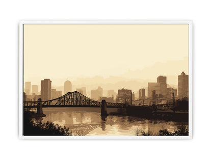 Brisbane Bridge Sepia Art Canvas Art Print