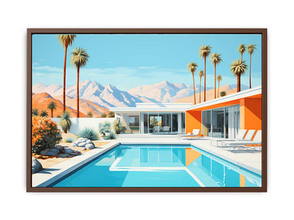 Poolside Villa Art Canvas Art Print