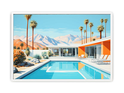 Poolside Villa Art Canvas Art Print