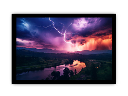 Lightning Over Mountains Canvas Art Print
