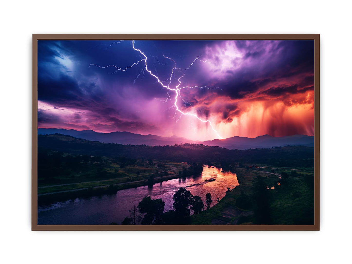 Lightning Over Mountains Canvas Art Print