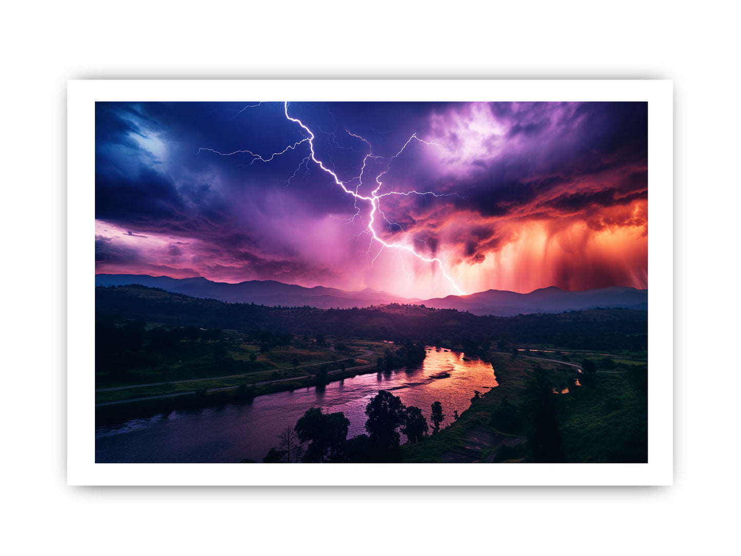 Lightning Over Mountains Canvas Art Print