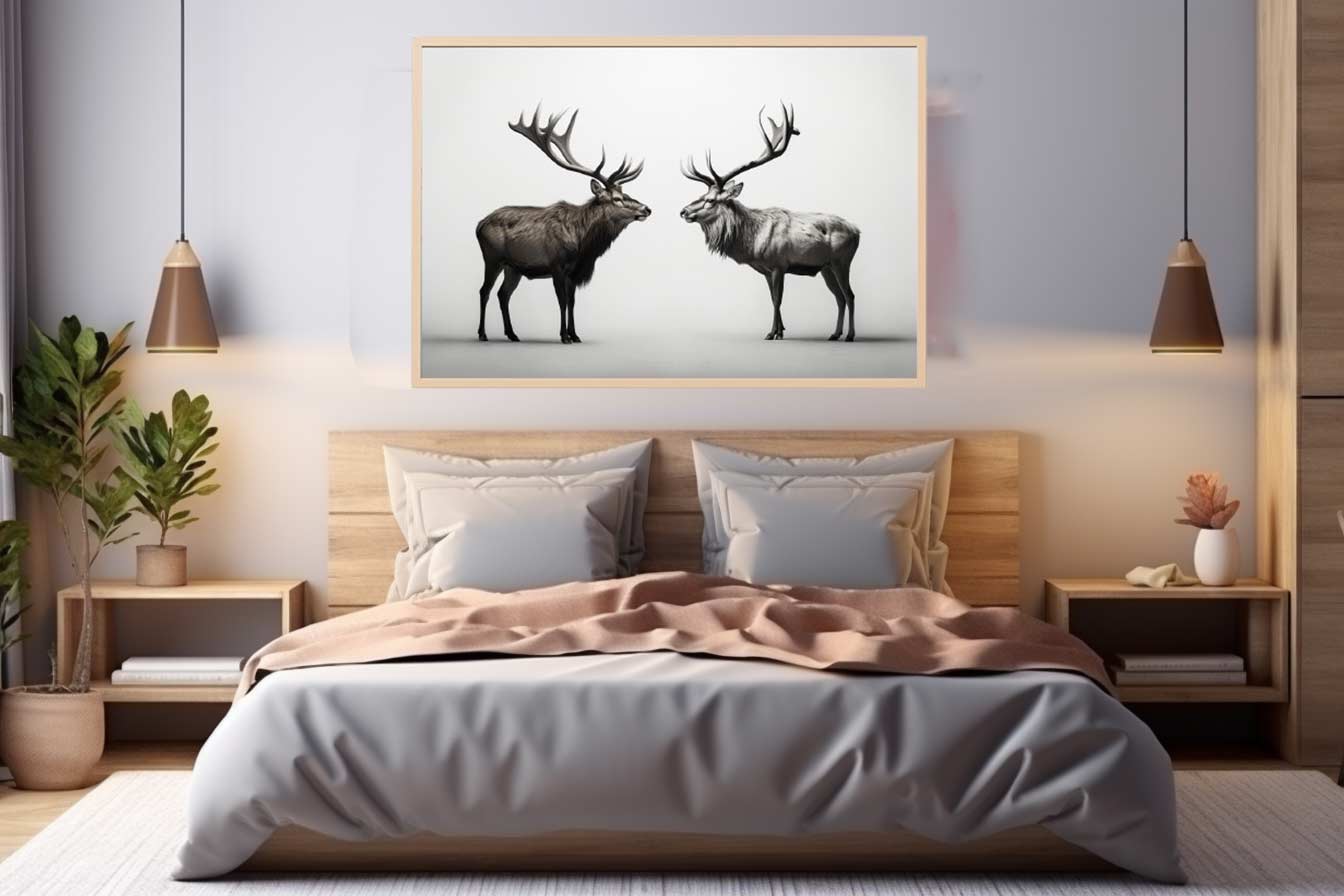 Eye To Eye Stags Canvas Art Print