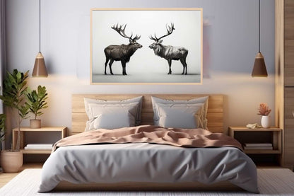 Eye To Eye Stags Canvas Art Print