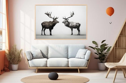 Eye To Eye Stags Canvas Art Print