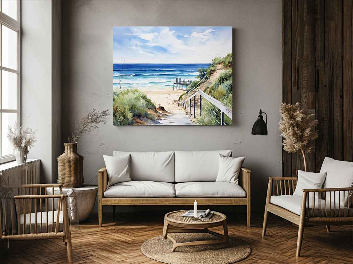 Beach Path Artwork Canvas Painting Print