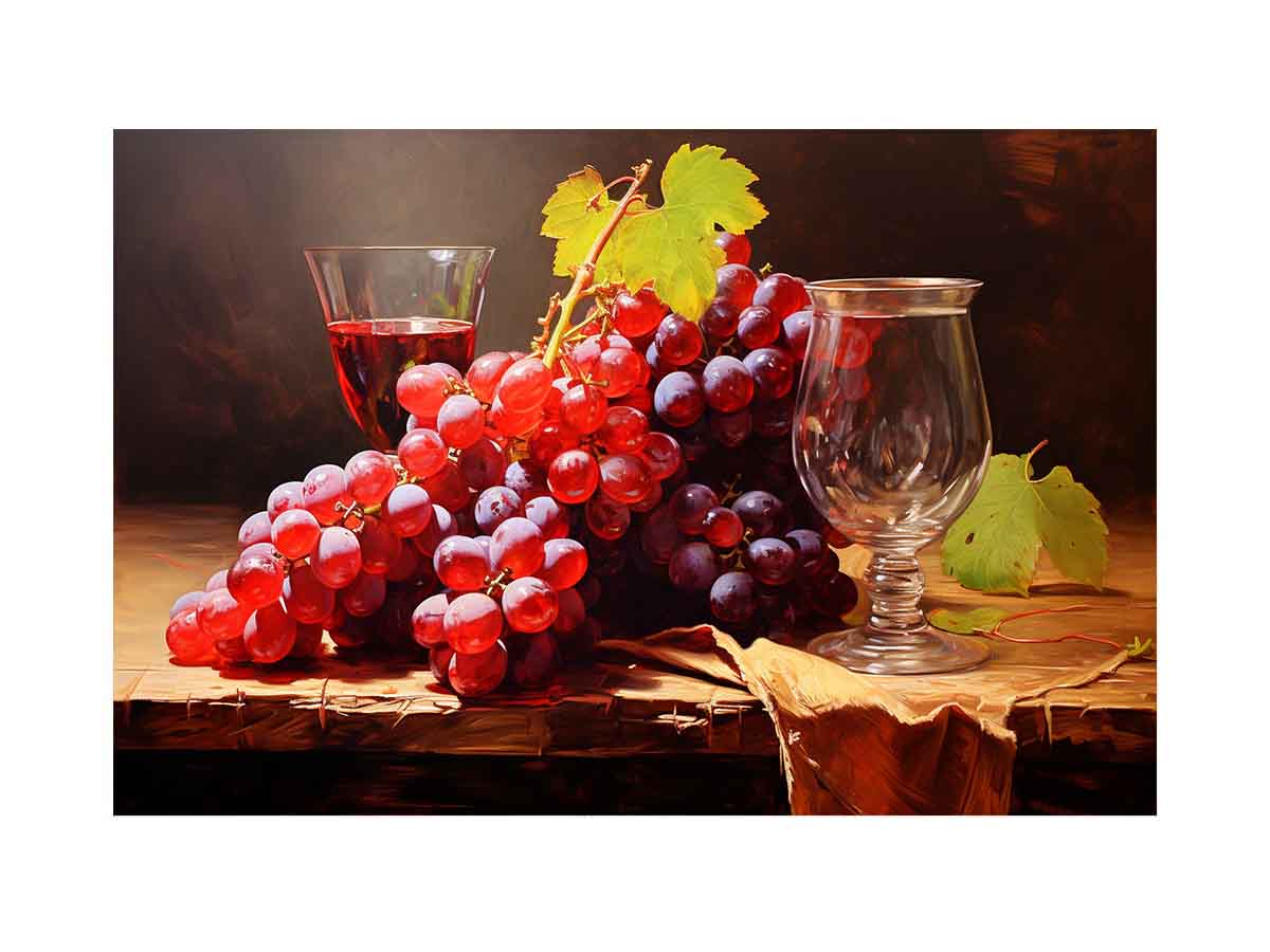 Grapes Still Life  Canvas Art Print