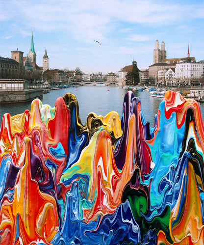 Antonio Wehrli Gravity Paint Drip Ring: Art into Jewelry-Silver & 18K Gold Plate