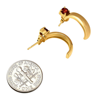 18K Gold Over Brass Round Cut Gemstones Stud Earrings Jewelry EM-1285 TGE1031