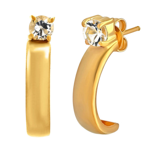 18K Gold Over Brass Round Cut Gemstones Stud Earrings Jewelry EM-1285 TGE1031