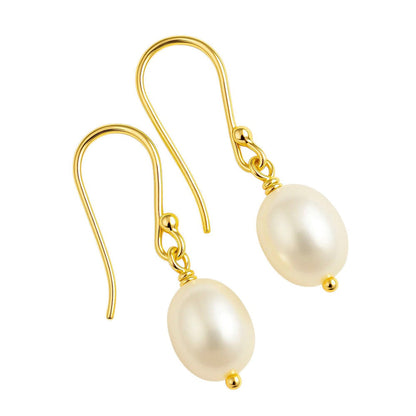 18K Gold Over Brass Natural Fresh Water Pearl Earrings Jewelry EM-1284 TGE1033_A