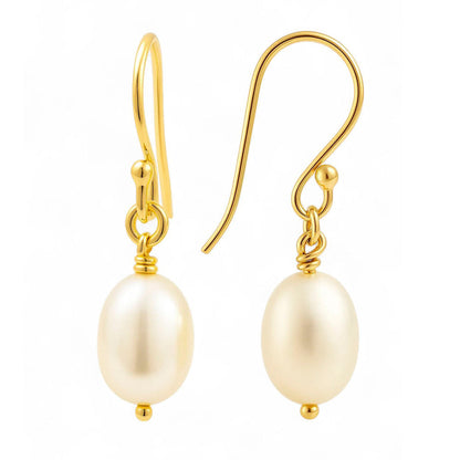 18K Gold Over Brass Natural Fresh Water Pearl Earrings Jewelry EM-1284 TGE1033_A