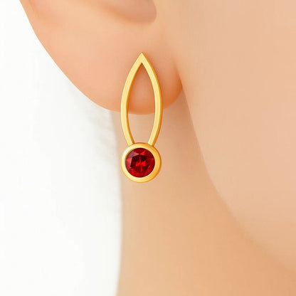 18K Gold Over Brass Round Cut Gemstones Stud Earrings Jewelry EM-1290 TGE1035