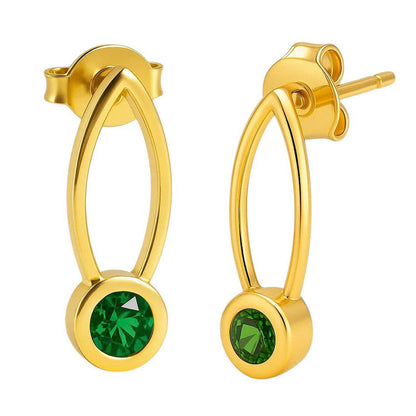 18K Gold Over Brass Round Cut Gemstones Stud Earrings Jewelry EM-1290 TGE1035