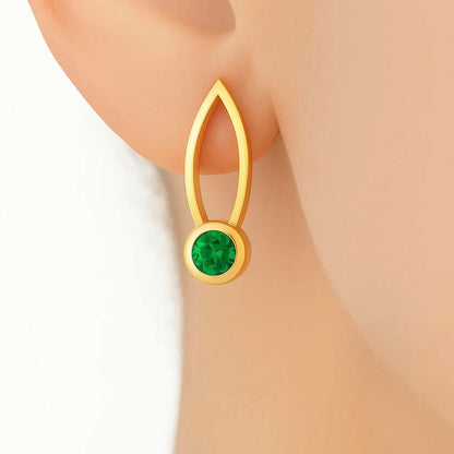 18K Gold Over Brass Round Cut Gemstones Stud Earrings Jewelry EM-1290 TGE1035