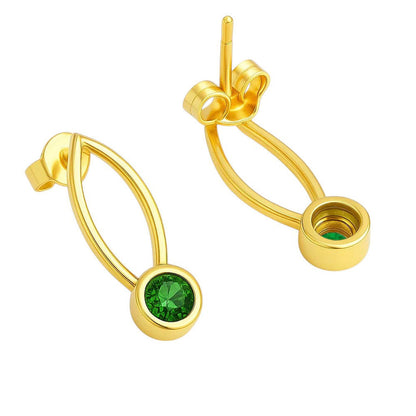 18K Gold Over Brass Round Cut Gemstones Stud Earrings Jewelry EM-1290 TGE1035
