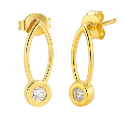 18K Gold Over Brass Round Cut Gemstones Stud Earrings Jewelry EM-1290 TGE1035
