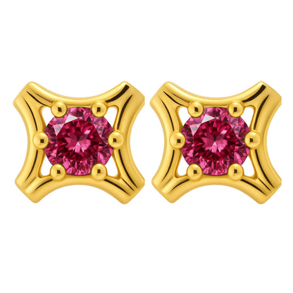 18K Gold Over Brass Round Cut Gemstones Stud Earrings Jewelry EM-1291 TGE1036