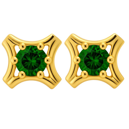 18K Gold Over Brass Round Cut Gemstones Stud Earrings Jewelry EM-1291 TGE1036
