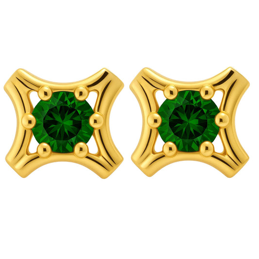 18K Gold Over Brass Round Cut Gemstones Stud Earrings Jewelry EM-1291 TGE1036