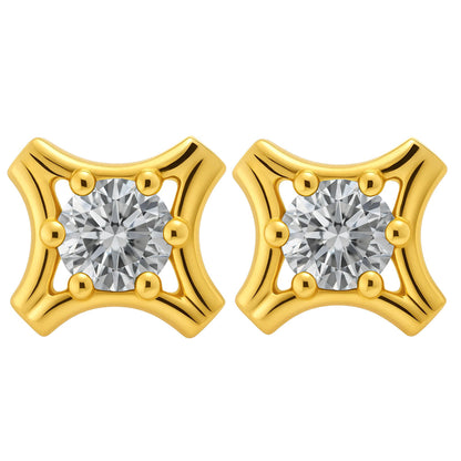 18K Gold Over Brass Round Cut Gemstones Stud Earrings Jewelry EM-1291 TGE1036