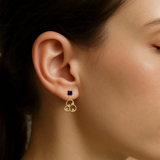 18K Gold Over Brass Round Cut Gemstones Earrings Jewelry EM-1293 TGE1037