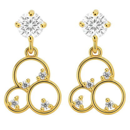 18K Gold Over Brass Round Cut Gemstones Earrings Jewelry EM-1293 TGE1037