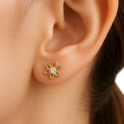 18K Gold Over Brass Round Cut Gemstones Stud Earrings Jewelry EM-1292 TGE1038