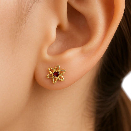 18K Gold Over Brass Round Cut Gemstones Stud Earrings Jewelry EM-1292 TGE1038