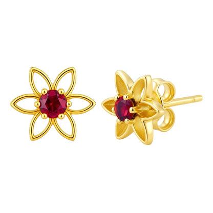 18K Gold Over Brass Round Cut Gemstones Stud Earrings Jewelry EM-1292 TGE1038
