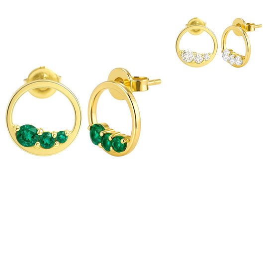 18K Gold Over Brass Round Cut Gemstones Stud Earrings Jewelry EM-1294 TGE1039